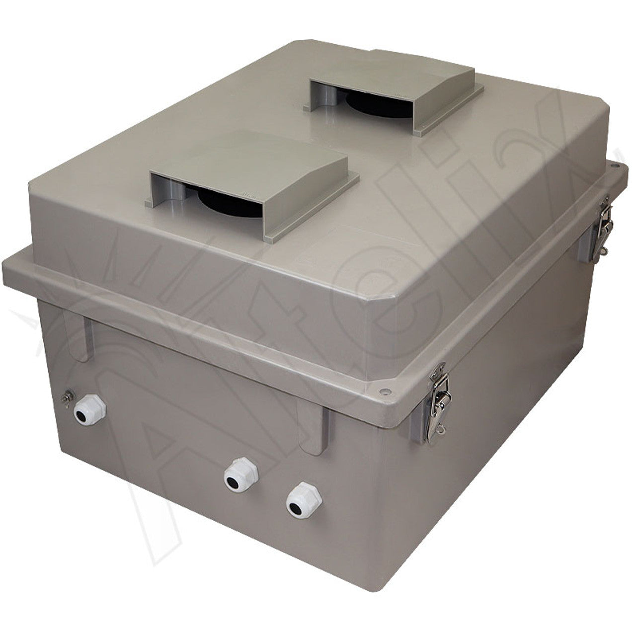 Altelix Fiberglass Weatherproof Vented NEMA Enclosure with Aluminum Mounting Plate, 120V Outlets