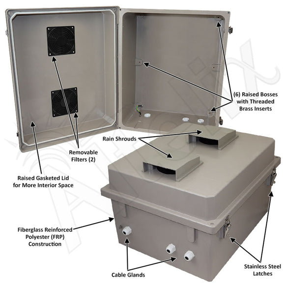Altelix Fiberglass Weatherproof Vented NEMA Enclosure