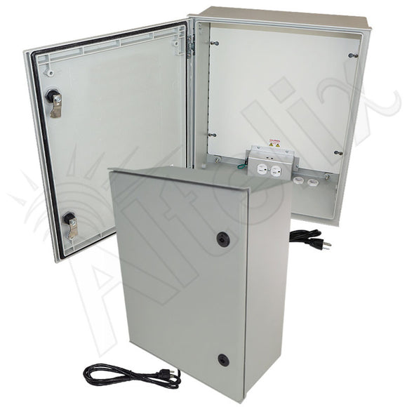 Altelix NEMA 3X Fiberglass Weatherproof WiFi Enclosure with Non-Metallic Equipment Mounting Plate & 120 VAC Outlets & Power Cord