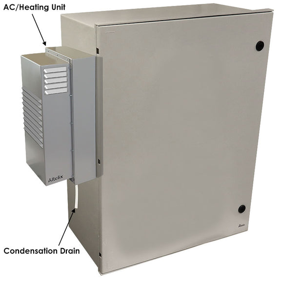 Altelix DC Powered Air Conditioned Enclosure with Heat - 32x24x12 Fiberglass FRP Weatherproof NEMA 4X Rated, 12VDC, 24VDC, 48VDC