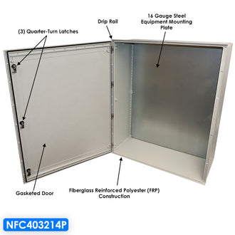 Altelix 40x32x14 NEMA 4X Fiberglass Weatherproof Enclosure - 0