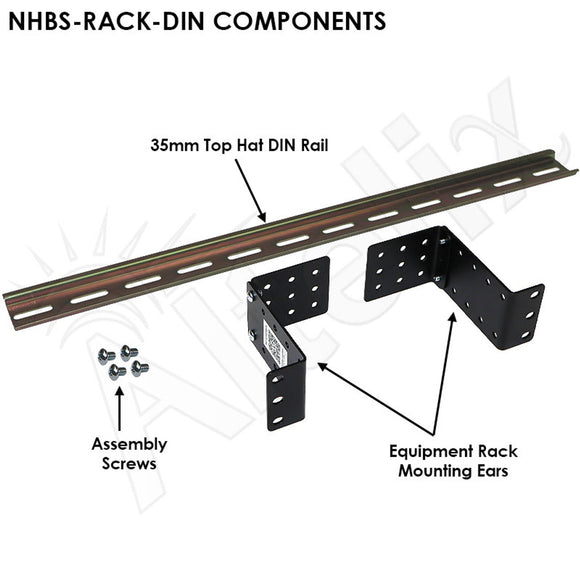 Altelix Adjustable 1U 19" Rack Mount DIN Rail Kit