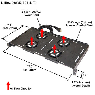 Altelix Rack Mount Fan Tray with Four Thermostat Controlled Cooling Fans - 0