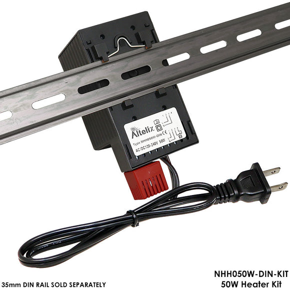DIN Rail Mountable Heater Kit - 50W or 100W with Thermostat and Power Cord