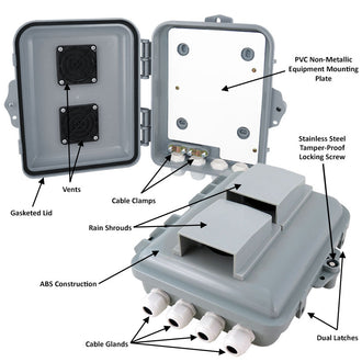 Altelix 9x8x3 Vented PC+ABS RF Transparent Outdoor WiFi Enclosure with No-Drill PVC Equipment Mounting Plate