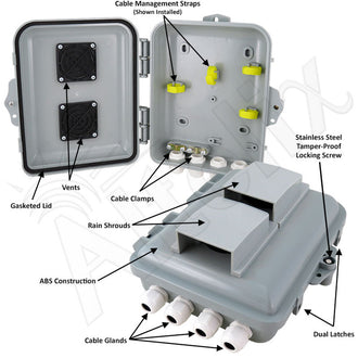 Altelix 9x8x3 PC+ABS Vented Weatherproof NEMA Utility Box with Hinged Door - 0