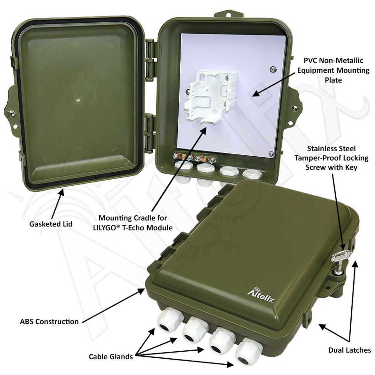 Altelix Solar Powered Weatherproof NEMA 4X Enclosure for LILYGO® T-Echo Wireless Module