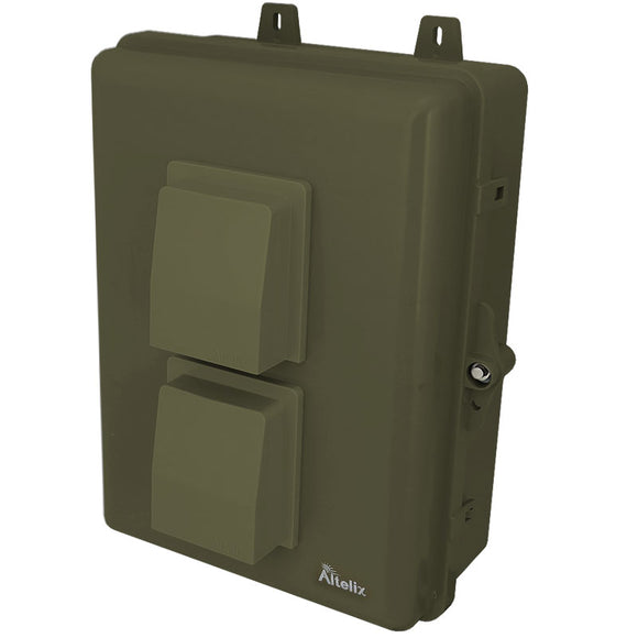 Altelix 12x9x5 PC+ABS Weatherproof Vented Utility Box NEMA Enclosure with 120 VAC 3-Prong Power Plug & Power Cord