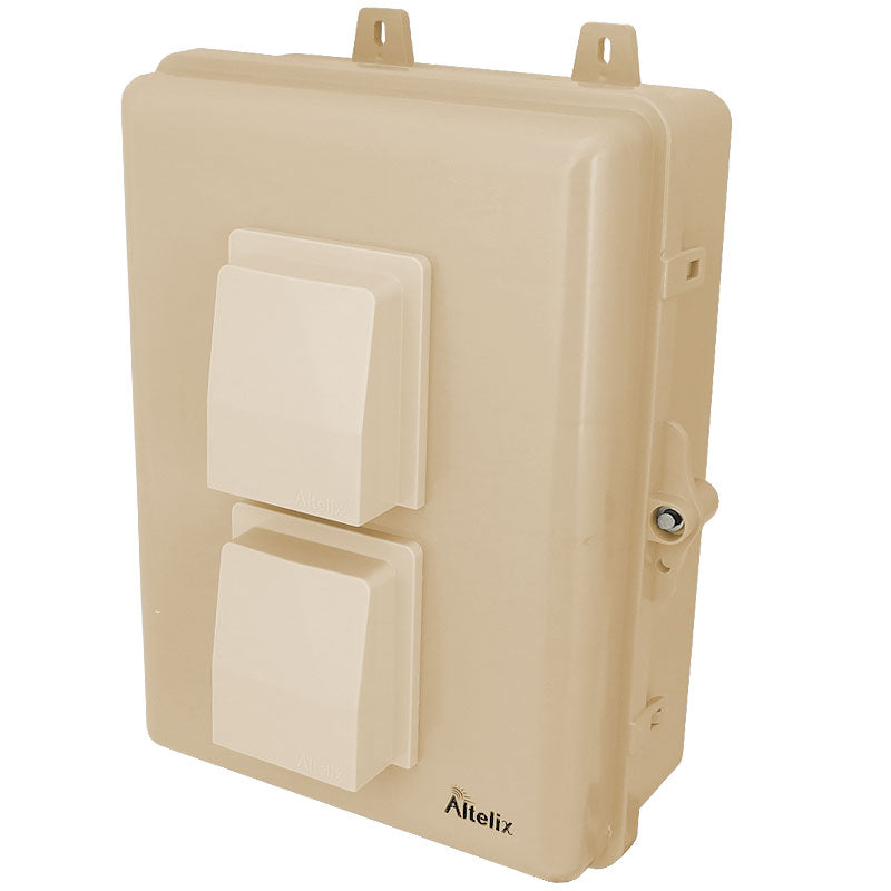 Altelix 12x9x5 PC+ABS Weatherproof Vented Utility Box NEMA Enclosure with Cooling Fan, 120 VAC 3-Prong Power Plug & Power Cord