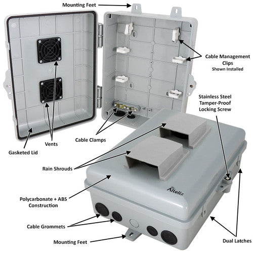 Altelix 12x9x5 PC+ABS Weatherproof Vented Utility Box NEMA Enclosure w ...