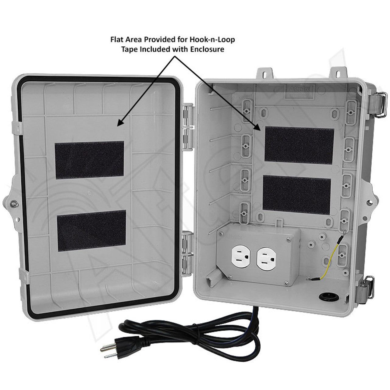 Altelix 12x9x7 Polycarbonate + ABS NEMA 4X RF Transparent Outdoor WiFi Enclosure with 120 VAC Outlets & Power Cord