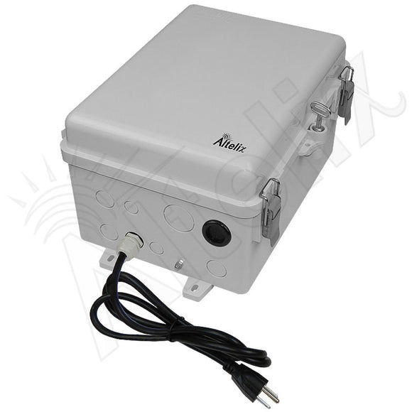 Altelix 12x9x7 Polycarbonate + ABS NEMA 4X RF Transparent Outdoor WiFi Enclosure with No-Drill PVC Equipment Mounting Plate, 120 VAC Outlets & Power Cord