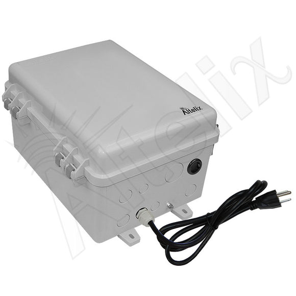 Altelix 12x9x7 Polycarbonate + ABS NEMA 4X RF Transparent Outdoor WiFi Enclosure with No-Drill PVC Equipment Mounting Plate, 120 VAC Outlets & Power Cord
