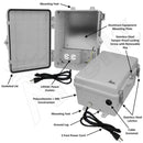 Altelix 12x9x7 Polycarbonate + ABS NEMA 4X Enclosure with Aluminum Equipment Mounting Plate, 120 VAC Outlets & Power Cord-2
