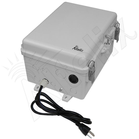 Altelix 12x9x7 Polycarbonate + ABS NEMA 4X Enclosure with Aluminum Equipment Mounting Plate, 120 VAC Outlets & Power Cord