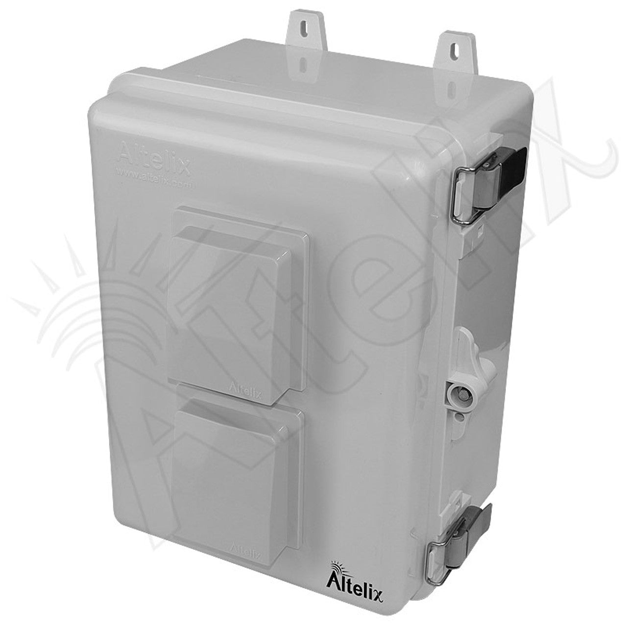 Altelix 12x9x7 Polycarbonate + ABS Vented RF Transparent Outdoor WiFi Enclosure with 120 VAC Outlets & Power Cor