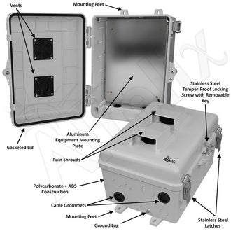 Altelix 12x9x7 Polycarbonate + ABS Vented Enclosure with Aluminum Equipment Mounting Plate - 0