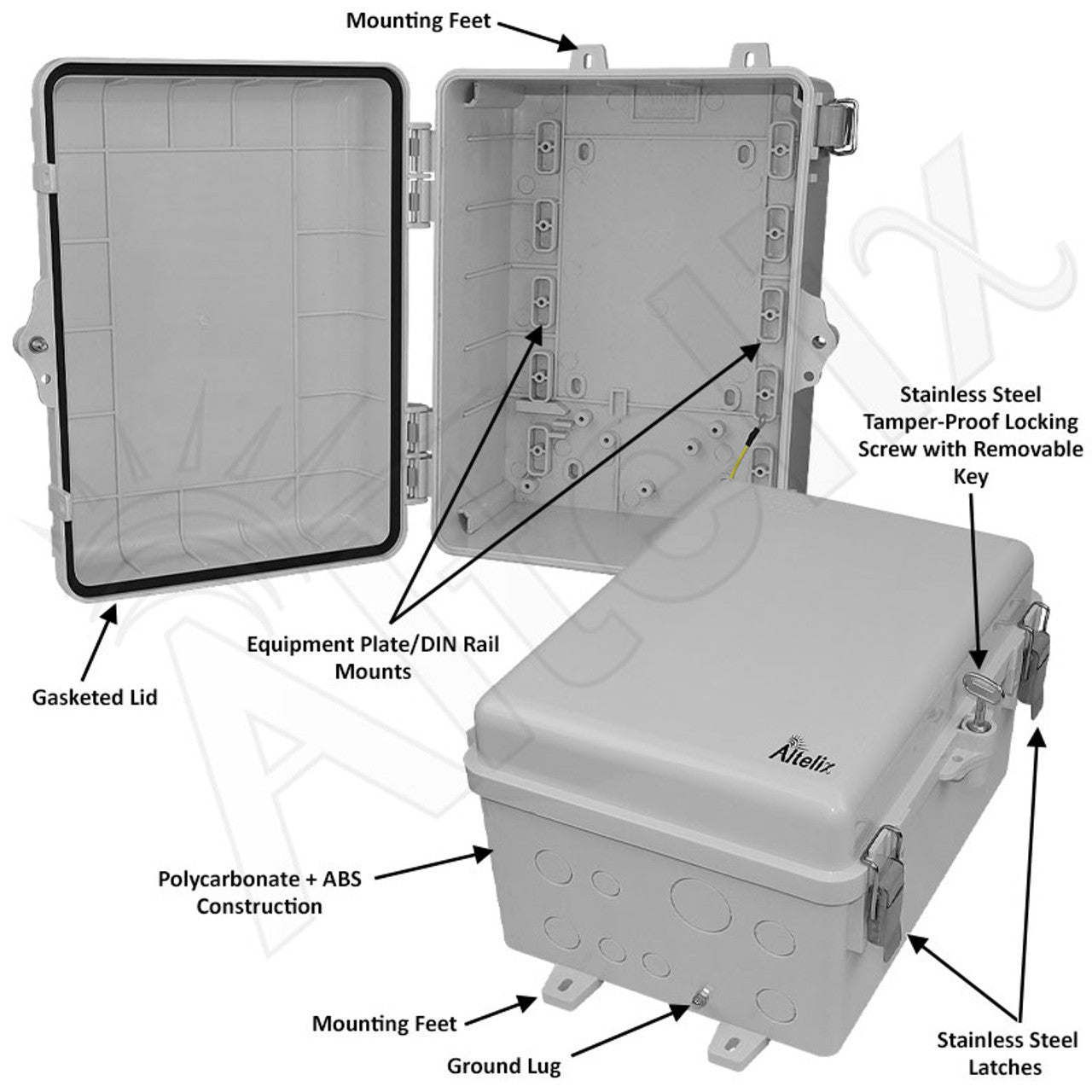 Altelix 12x9x7 Polycarbonate + ABS NEMA 4X RF Transparent Outdoor WiFi Enclosure