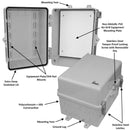 Altelix 12x9x9 Polycarbonate + ABS NEMA 4X RF Transparent Outdoor WiFi Enclosure with No-Drill PVC Equipment Mounting Plate-1