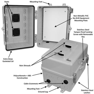 Altelix 12x9x9 Polycarbonate + ABS Vented RF Transparent Outdoor WiFi Enclosure with No-Drill PVC Equipment Mounting Plate