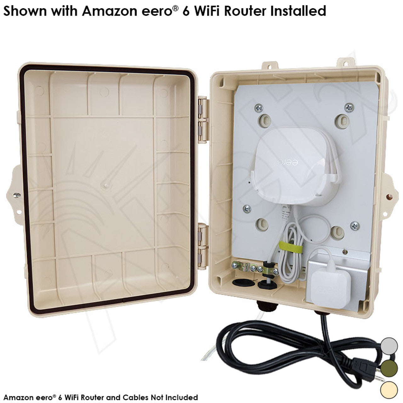 Altelix WiFi Enclosure for Amazon eero¬Æ 6 and eero¬Æ 6 Extender with 120VAC Outlet and Power Cord
