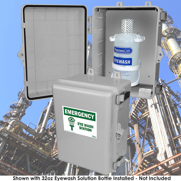 Altelix Weatherproof Emergency Eye Wash Enclosure - 12x9x7 Polycarbonate + ABS NEMA 4X Rated