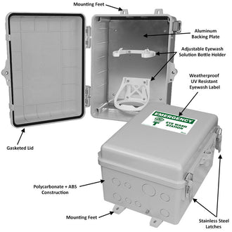 Altelix Weatherproof Emergency Eye Wash Enclosure - 12x9x7 Polycarbonate + ABS NEMA 4X Rated - 0