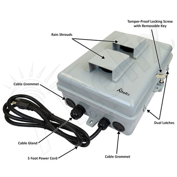 Altelix Weatherproof Enclosure for Apple TV® 4K with Cooling Fan, 120VAC Outlet and Power Cord