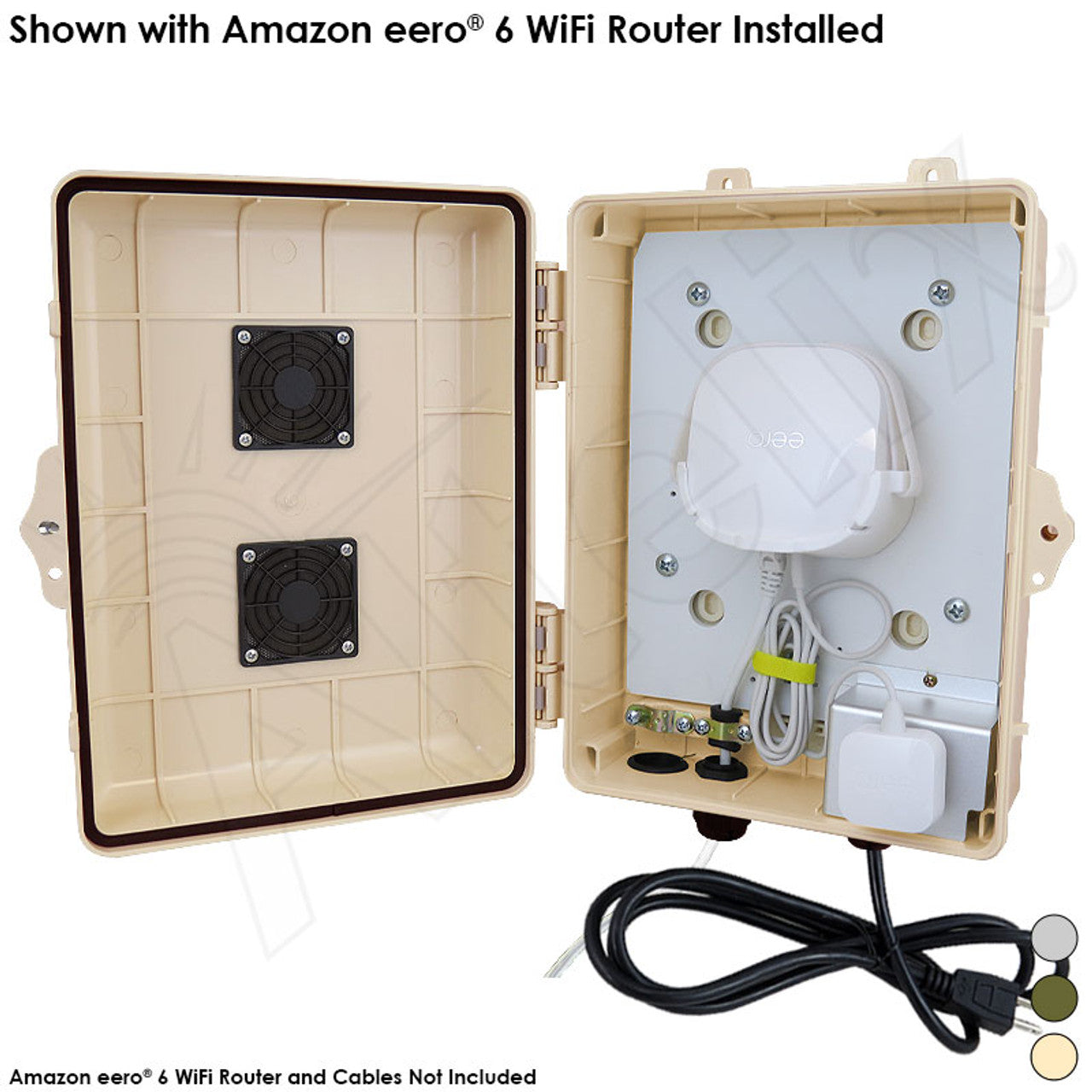 Altelix Weatherproof Vented WiFi Enclosure for Amazon eero¬Æ 6 and eero¬Æ 6 Extender with 120VAC Outlet and Power Cord