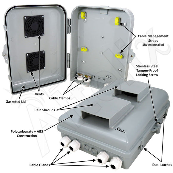 Altelix 13x10x4 PC+ABS Vented Weatherproof Utility Box NEMA Enclosure ...