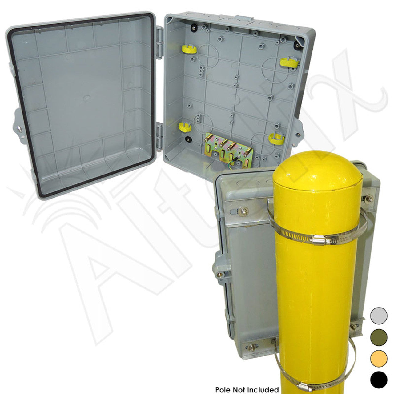 Altelix 14x11x5 PC + ABS Weatherproof Utility Box NEMA Enclosure with Pole Mount Kit - Copper Mountain