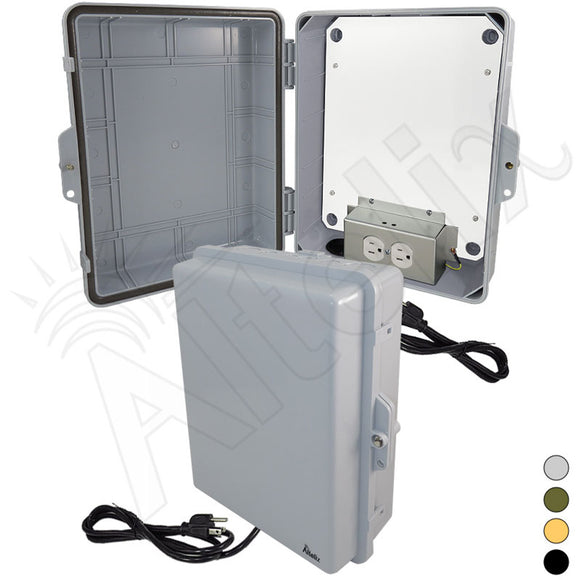 Altelix 14x11x5 Polycarbonate + ABS RF Transparent Outdoor WiFi Enclosure with No-Drill PVC Equipment Mounting Plate, 120 VAC Outlets & Power Cord