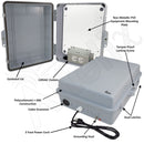 Altelix 14x11x5 Polycarbonate + ABS RF Transparent Outdoor WiFi Enclosure with No-Drill PVC Equipment Mounting Plate, 120 VAC Outlets & Power Cord-2