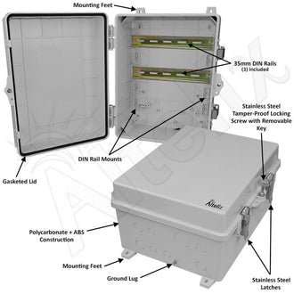 Altelix 14x11x7 Polycarbonate + ABS NEMA 4X DIN Rail Enclosure