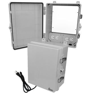 Altelix Polycarbonate + ABS NEMA 4X RF Transparent Outdoor WiFi Enclosure with No-Drill PVC Equipment Mounting Plate, 120 VAC Outlets & Power Cord