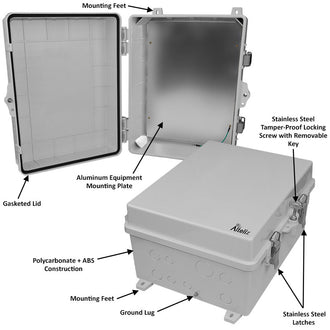Altelix 14x11x7 Polycarbonate + ABS NEMA 4X Enclosure with Aluminum Equipment Mounting Plate