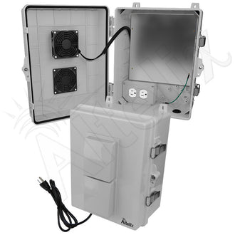 Altelix Polycarbonate + ABS Vented Enclosure with Aluminum Equipment Mounting Plate, Cooling Fan, 120 VAC Outlets & Power Cord