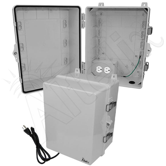 Altelix 14x11x9 Polycarbonate + ABS NEMA 4X RF Transparent Outdoor WiFi Enclosure with 120 VAC Outlets & Power Cord