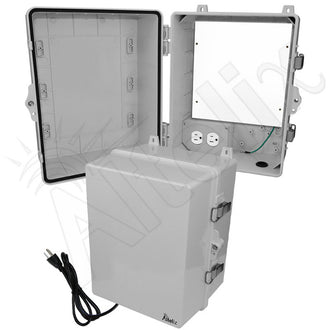 Altelix 14x11x9 Polycarbonate + ABS NEMA 4X RF Transparent Outdoor WiFi Enclosure with No-Drill PVC Equipment Mounting Plate, 120 VAC Outlets & Power Cord