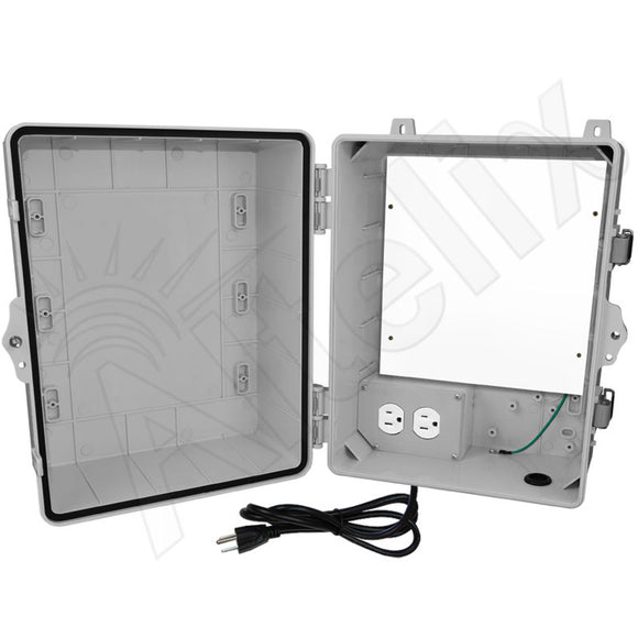 Altelix 14x11x9 Polycarbonate + ABS NEMA 4X RF Transparent Outdoor WiFi Enclosure with No-Drill PVC Equipment Mounting Plate, 120 VAC Outlets & Power Cord
