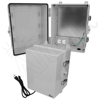 Altelix 14x11x9 Polycarbonate + ABS NEMA 4X Enclosure with Aluminum Equipment Mounting Plate, 120 VAC Outlets & Power Cord