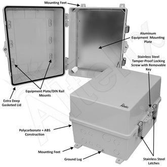 Altelix 14x11x9 Polycarbonate + ABS NEMA 4X Enclosure with Aluminum Equipment Mounting Plate - 0