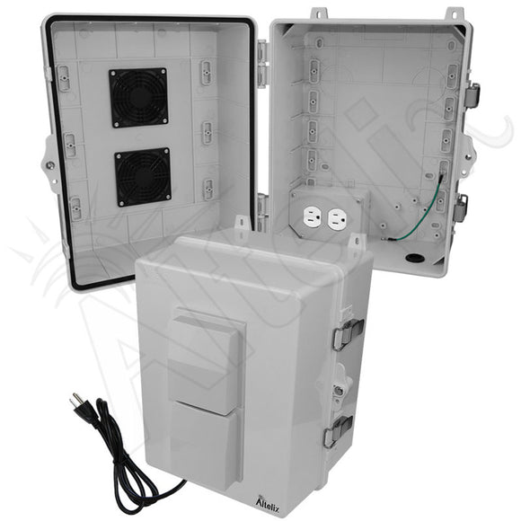 Altelix 14x11x9 Polycarbonate + ABS Vented RF Transparent Outdoor WiFi Enclosure with 120 VAC Outlets & Power Cord