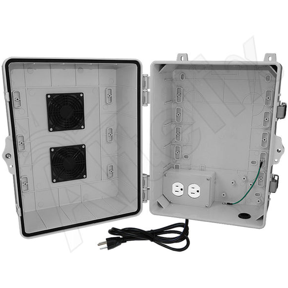 Altelix 14x11x9 Polycarbonate + ABS Vented RF Transparent Outdoor WiFi Enclosure with 120 VAC Outlets & Power Cord