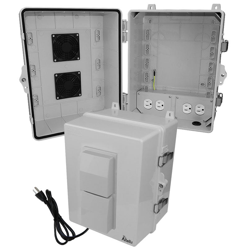 Altelix Polycarbonate + ABS Vented RF Transparent Outdoor WiFi Enclosure with 120 VAC Outlets & Power Cord