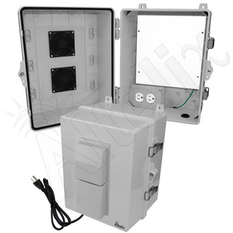 Altelix 14x11x9 Polycarbonate + ABS Vented RF Transparent Outdoor WiFi Enclosure with No-Drill PVC Equipment Mounting Plate, 120 VAC Outlets & Power Cord