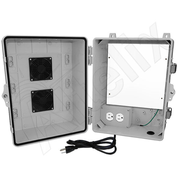 Altelix 14x11x9 Polycarbonate + ABS Vented RF Transparent Outdoor WiFi Enclosure with No-Drill PVC Equipment Mounting Plate, 120 VAC Outlets & Power Cord