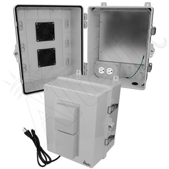 Altelix 14x11x9 Polycarbonate + ABS Vented Enclosure with Aluminum Equipment Mounting Plate, 120 VAC Outlets & Power Cord