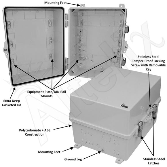 Altelix 14X11x9 Polycarbonate + ABS NEMA 4X RF Transparent Outdoor WiFi Enclosure