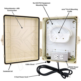 Altelix WiFi Enclosure for Amazon eero¬Æ Pro 6 and Pro 6E with 120VAC Outlet and Power Cord - 0